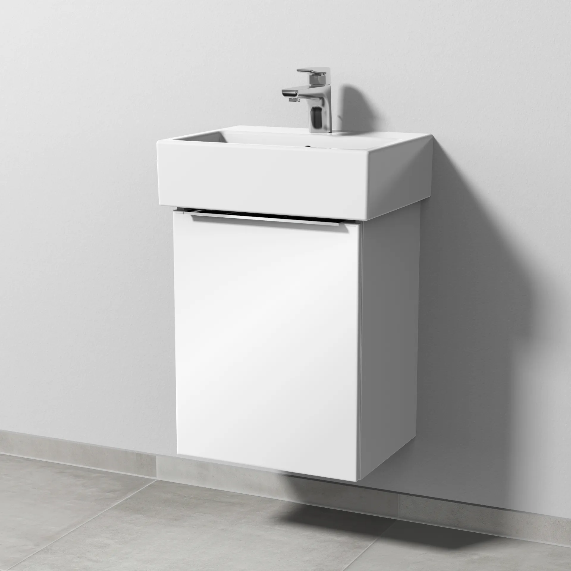 Sanipa Waschtischunterschrank „3way“ passend zu Keramik-Waschtische Vero Air von Duravit 400 × 520 × 332 mm in Weiß (glanz), Anschlag links
