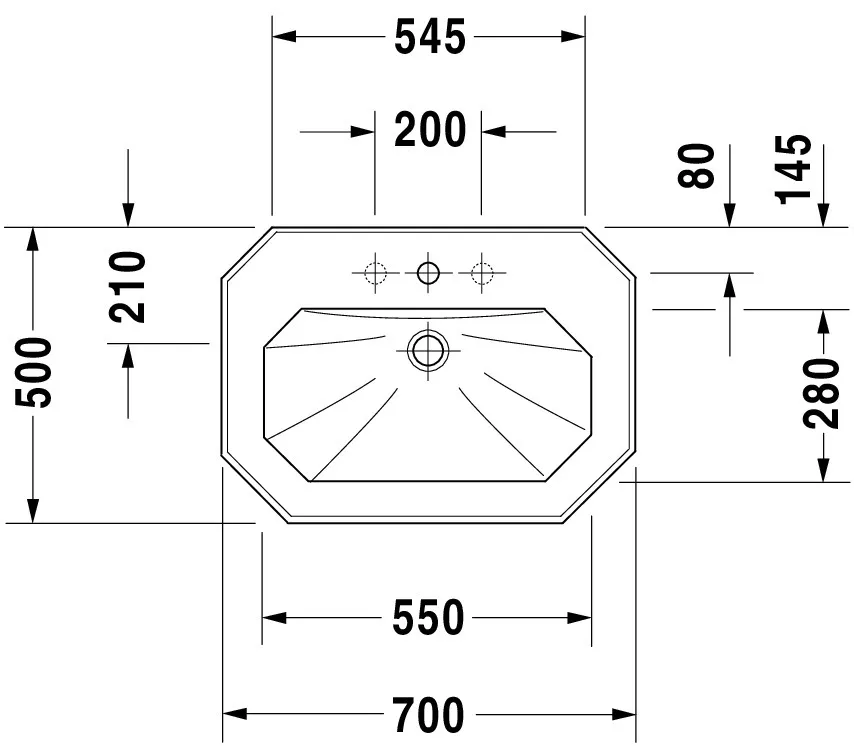Waschtisch 1930 700 mm mit ÜL, mit HLB, 1 HL, weiß Waschtisch 1930 700 mm mit ÜL, mit HLB, 1 HL, weiß