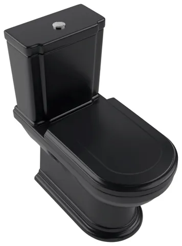 Stand-Tiefspül-WC für Kombination mit Spülkasten „Hommage“ 37 × 39 × 72,5 cm in Pure Black mit CeramicPlus, mit Spülrand