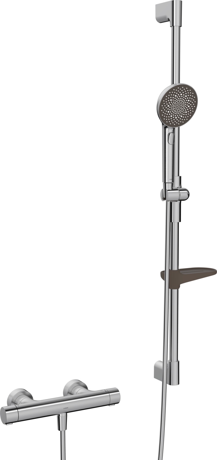 Zweihand-Duscharmatur „Prisma“ in Stahl gebürstet Zweihand-Duscharmatur „Prisma“ in Stahl gebürstet