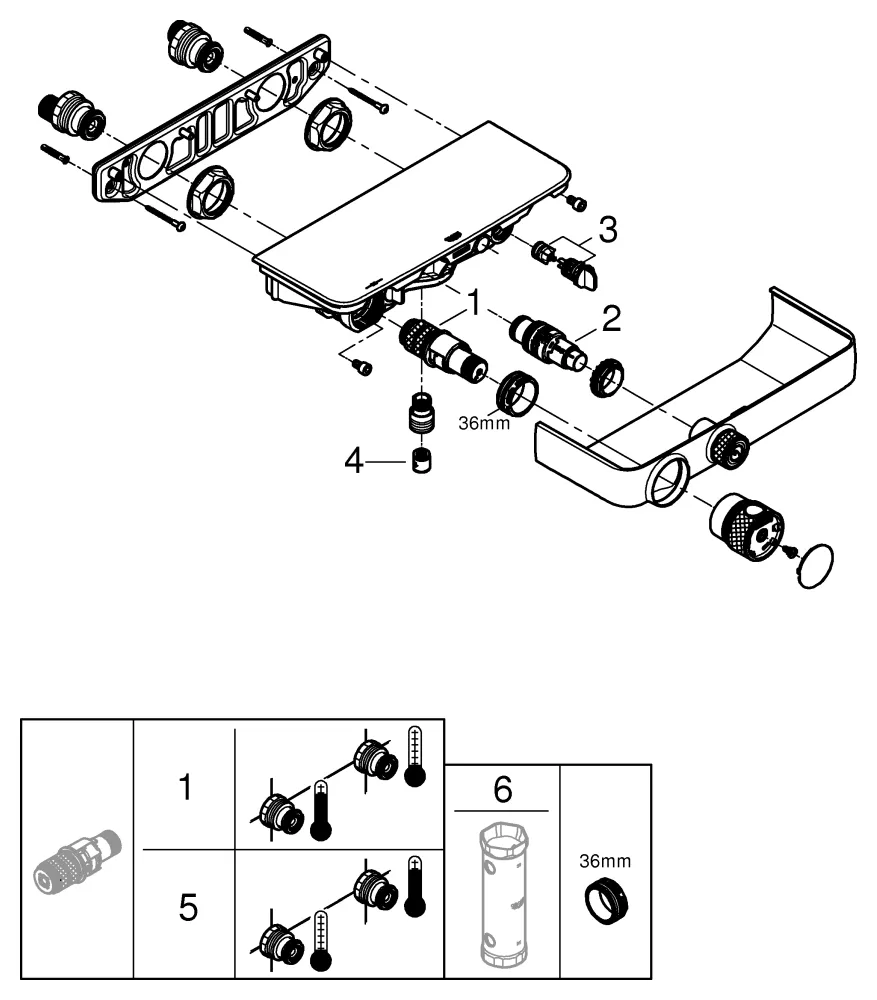 Grohe Thermostat-Brausebatterie Grohtherm SmartControl 102169 Wandmontage phantom black Grohe Thermostat-Brausebatterie Grohtherm SmartControl 102169 Wandmontage phantom black