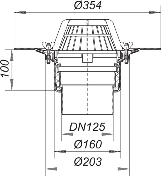 Dachablauf 62 Schraubflansch, DN 125