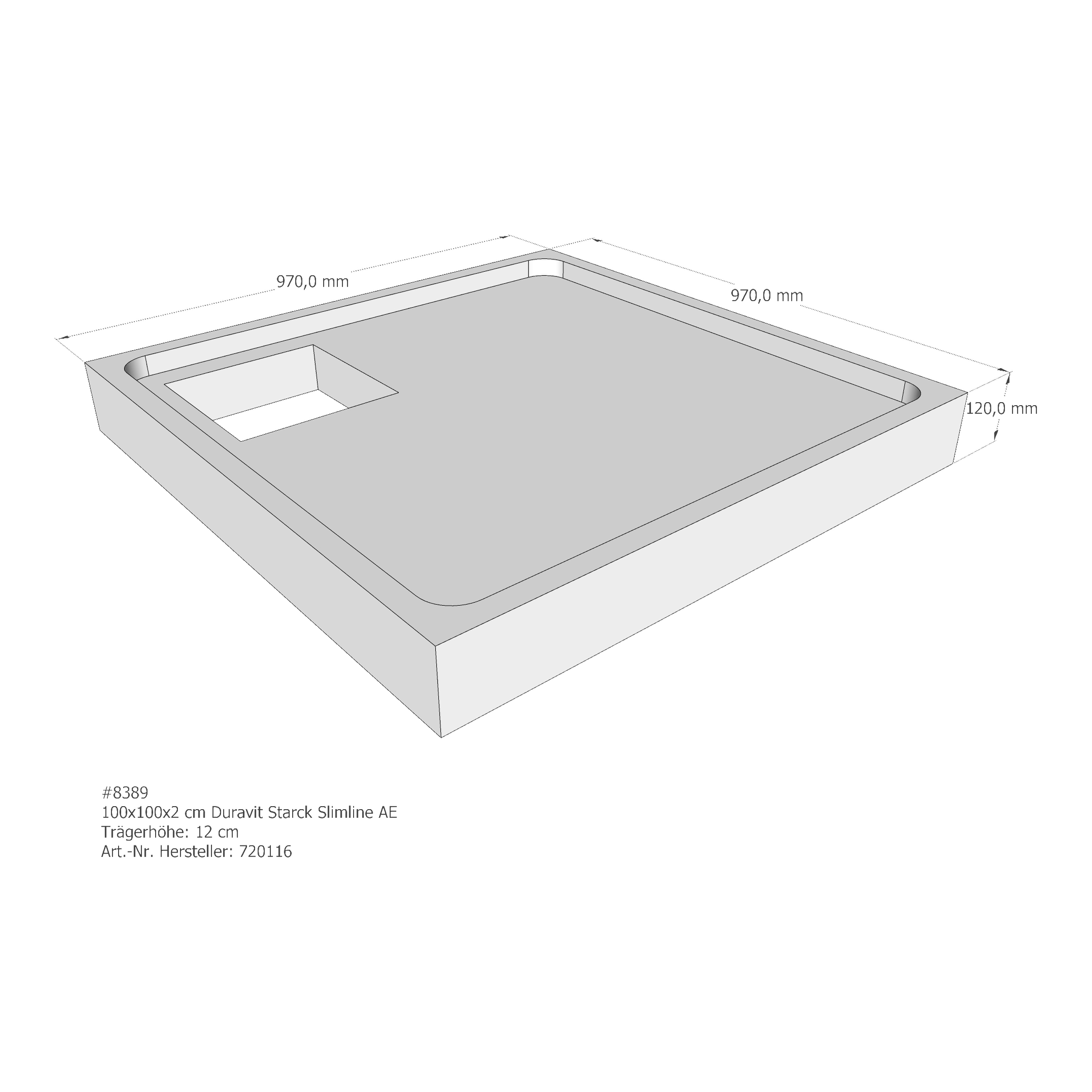 Duschwannenträger für Duravit Starck Slimline 100 × 100 × 2 cm Duschwannenträger für Duravit Starck Slimline 100 × 100 × 2 cm