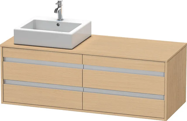 Duravit Waschtischunterschrank wandhängend „Ketho“ 140 × 49,6 × 55 cm Eiche Natur Duravit Waschtischunterschrank wandhängend „Ketho“ 140 × 49,6 × 55 cm Eiche Natur
