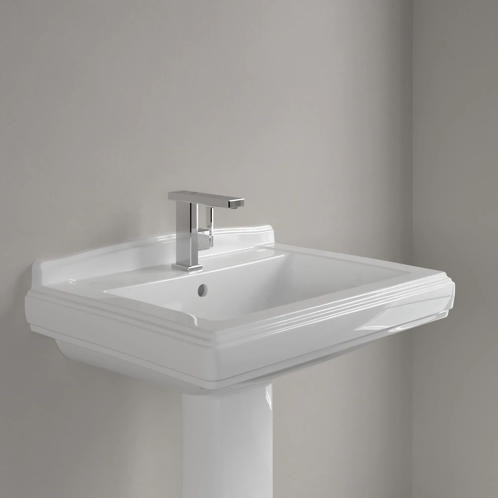 Villeroy & Boch Wandwaschtisch „Hommage“ 750 × 580 × 270 mm in Weiß Alpin, mit CeramicPlus Villeroy & Boch Wandwaschtisch „Hommage“ 750 × 580 × 270 mm in Weiß Alpin, mit CeramicPlus