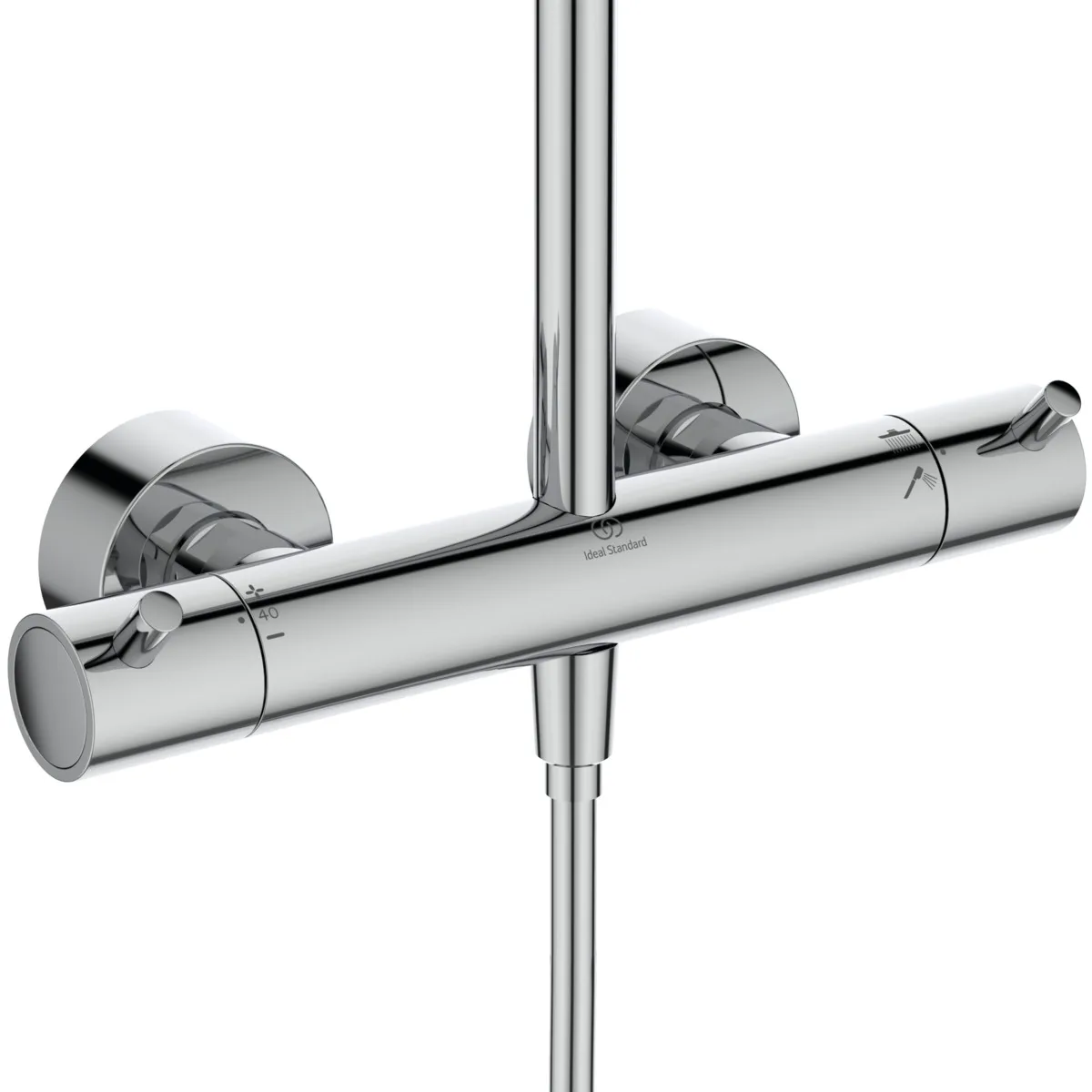 Ideal Standard Duschsystem Ceratherm T125 Chrom, Aufputz, Regenbrause mit Handbrause, 304x576x1191 mm
