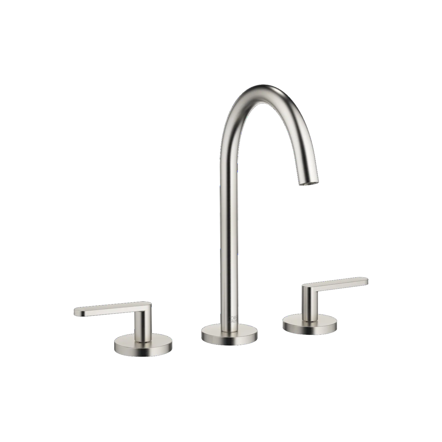 Dornbracht META Waschtisch-Dreilochbatterie mit Ablaufgarnitur Platin gebürstet, Ausladung 168 mm, schwenkbarer Auslauf 360°, Armaturenhöhe 280 mm,