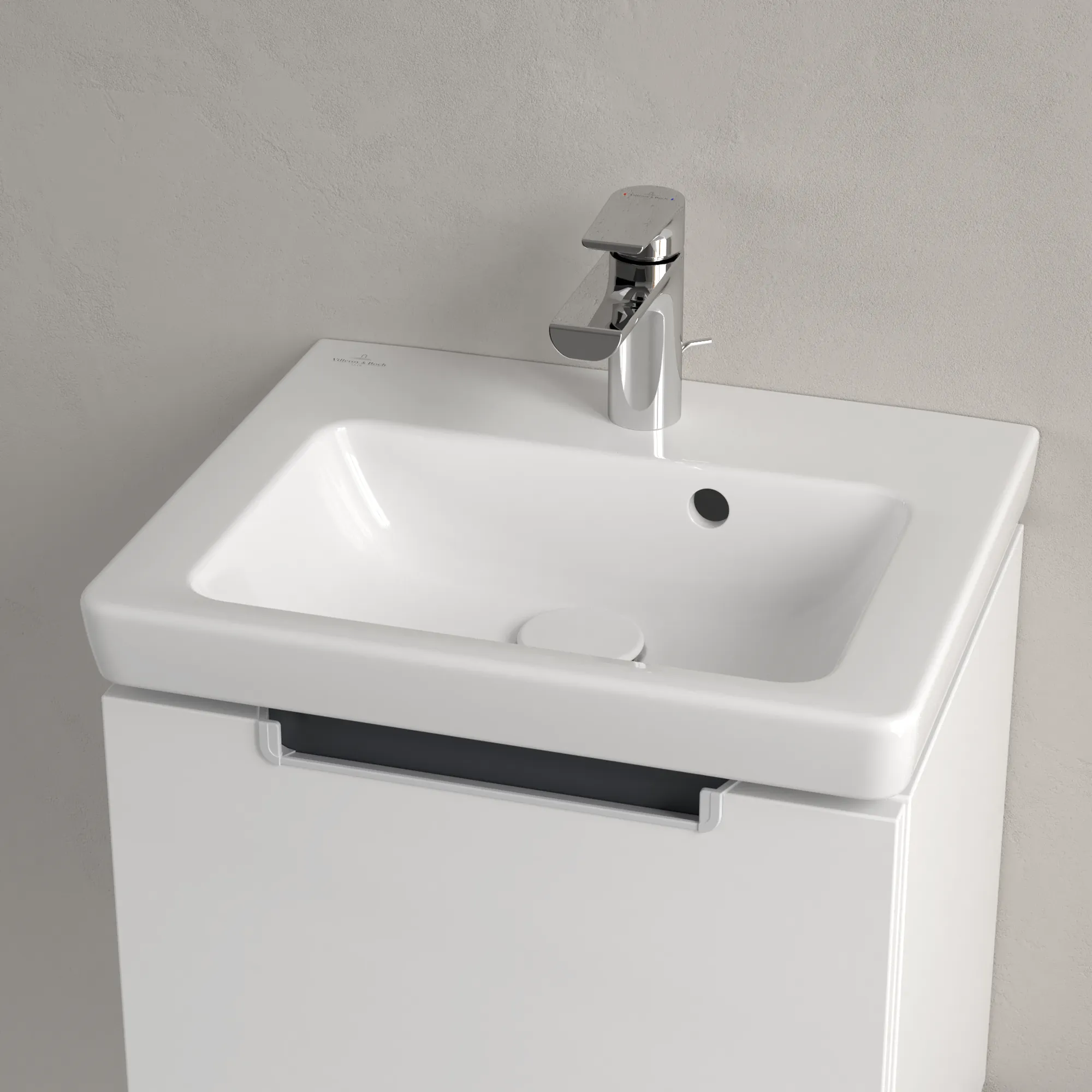 Villeroy & Boch Handwaschbecken für Montage mit Möbel „Subway 2.0“ 450 × 370 × 155 mm, mit Hahnlochbohrung, Hahnlochposition mittig, mit Hahnlochbank in Weiß Alpin Villeroy & Boch Handwaschbecken für Montage mit Möbel „Subway 2.0“ 450 × 370 × 155 mm, mit Hahnlochbohrung, Hahnlochposition mittig, mit Hahnlochbank in Weiß Alpin