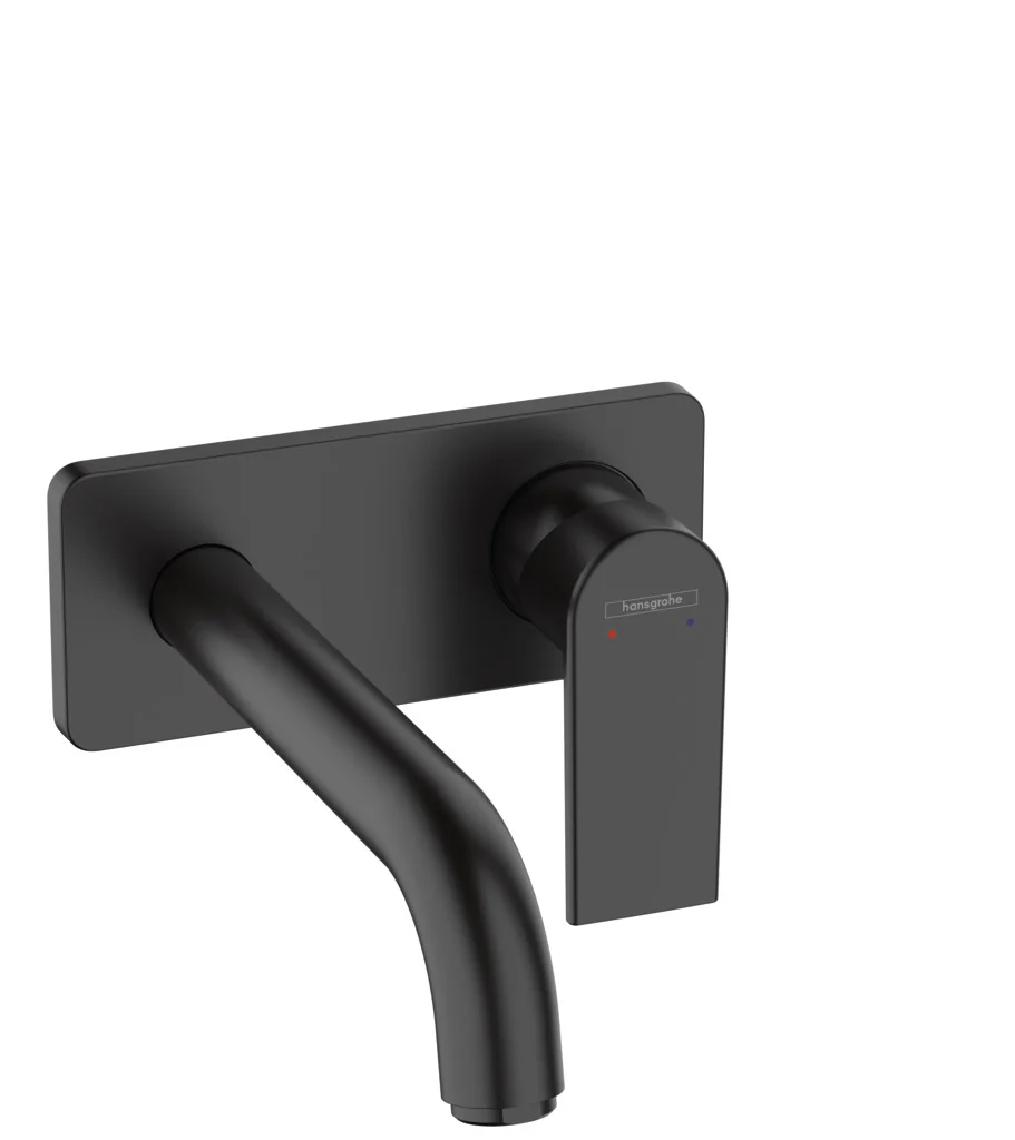 Hansgrohe Vernis Shape 2-Loch Waschtischmischer Unterputz mattschwarz, Ausladung 207 mm, Hebelgriff, Normalstrahl, max. Durchfluss 5 l/min