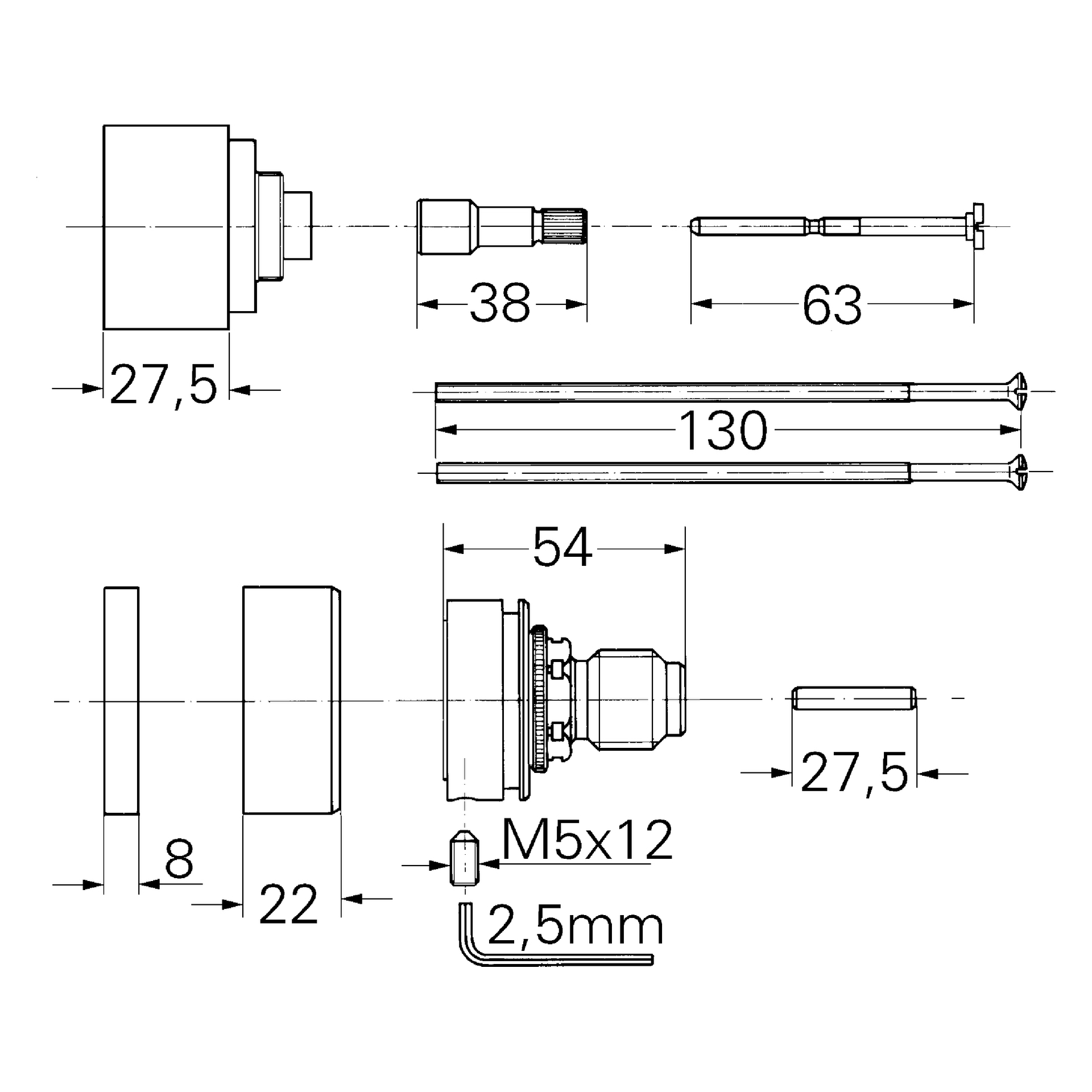 Verlängerung 47172, 27,5 mm, für Grohtherm 2000 Special, chrom