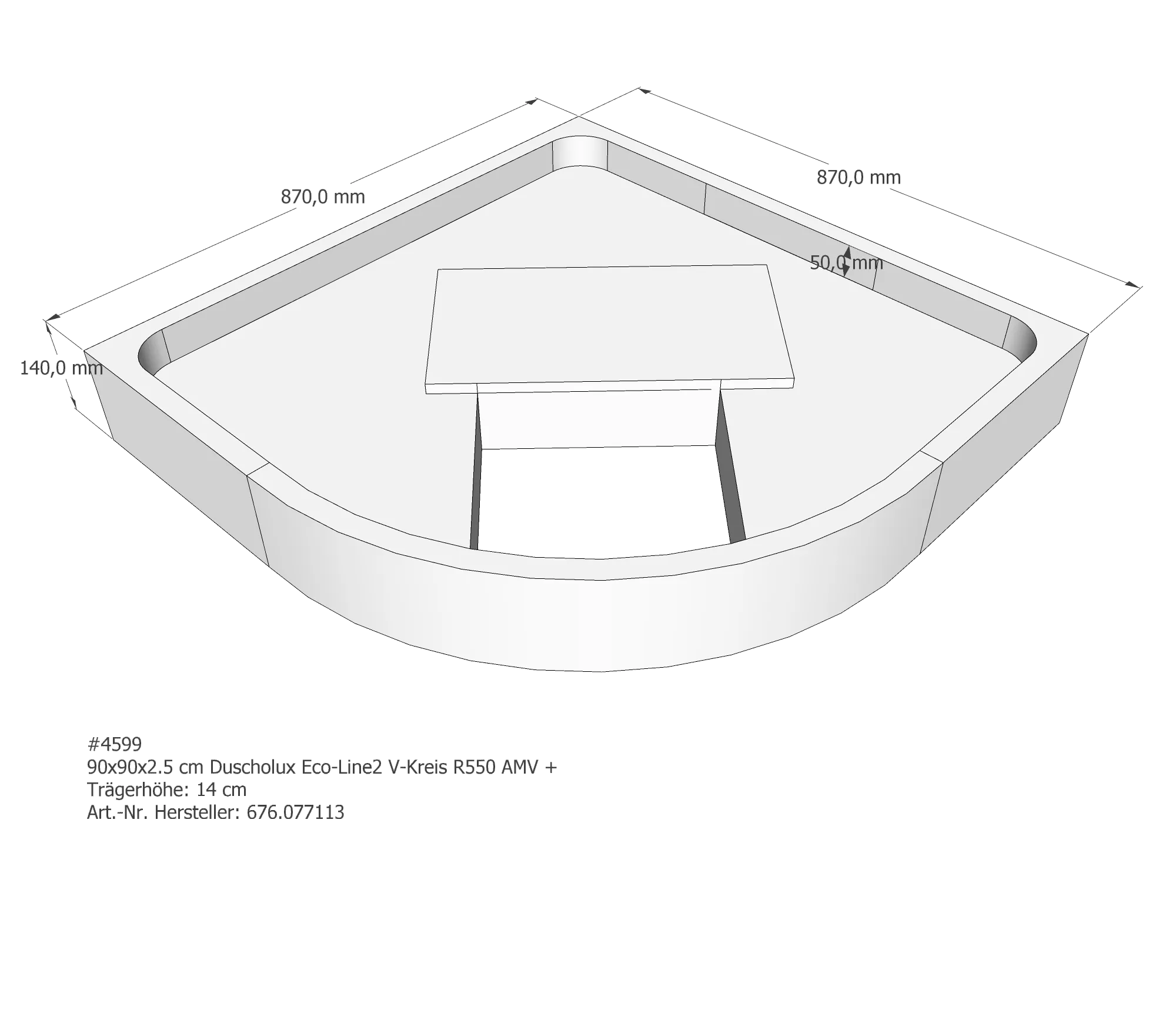 Duschwannenträger passend für Duscholux Eco-Line2 90 × 90 × 2,5 cm Duschwannenträger passend für Duscholux Eco-Line2 90 × 90 × 2,5 cm