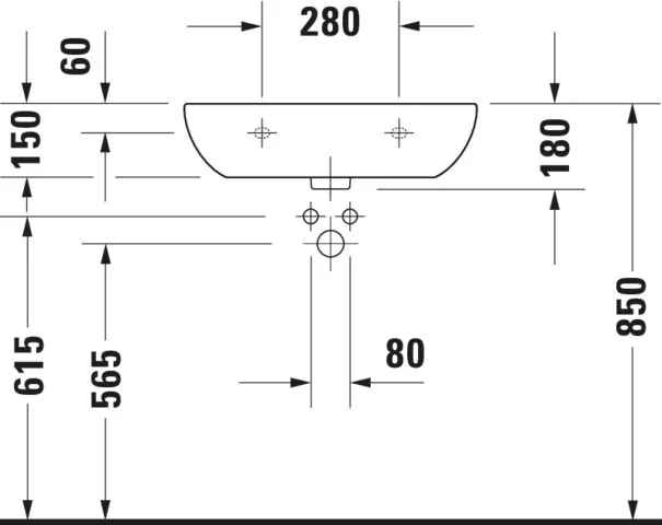 Wandwaschtisch „D-Code“, mit Überlauf 60 × 46 cm Wandwaschtisch „D-Code“, mit Überlauf 60 × 46 cm