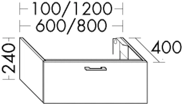 Burgbad Waschtischunterschrank Sys30, 400x600x240 mm, 1 Schublade, inkl. Metallkonsolen