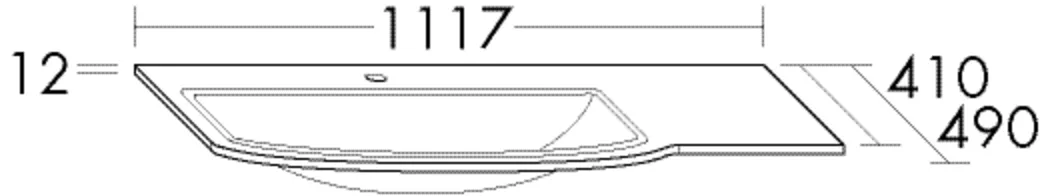 burgbad Waschbecken „Sys30“ 1157 × 530 × 196 mm, Hahnlochposition mittig