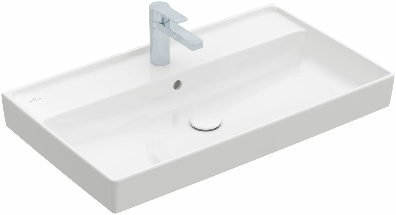 Villeroy & Boch Schrankwaschtisch aus TitanCeram „Collaro“ 800 × 465 × 160 mm, mit Hahnlochbohrung, Hahnlochposition mittig in Weiß Alpin Villeroy & Boch Schrankwaschtisch aus TitanCeram „Collaro“ 800 × 465 × 160 mm, mit Hahnlochbohrung, Hahnlochposition mittig in Weiß Alpin