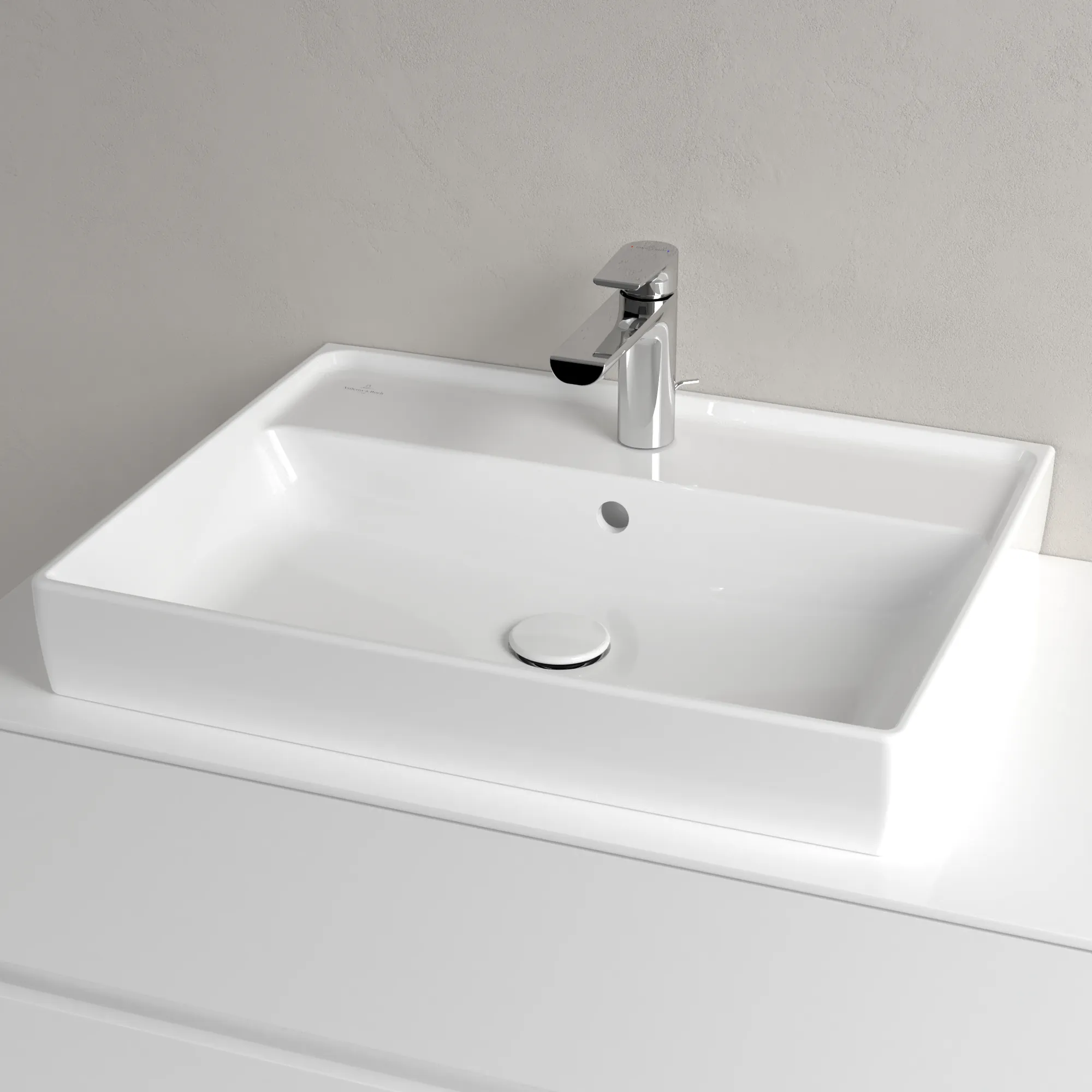 Villeroy & Boch Collaro Wandwaschbecken, 600x470x160 mm, weiß Alpin CeramicPlus, Rechteck, TitanCeram, mit Überlauf