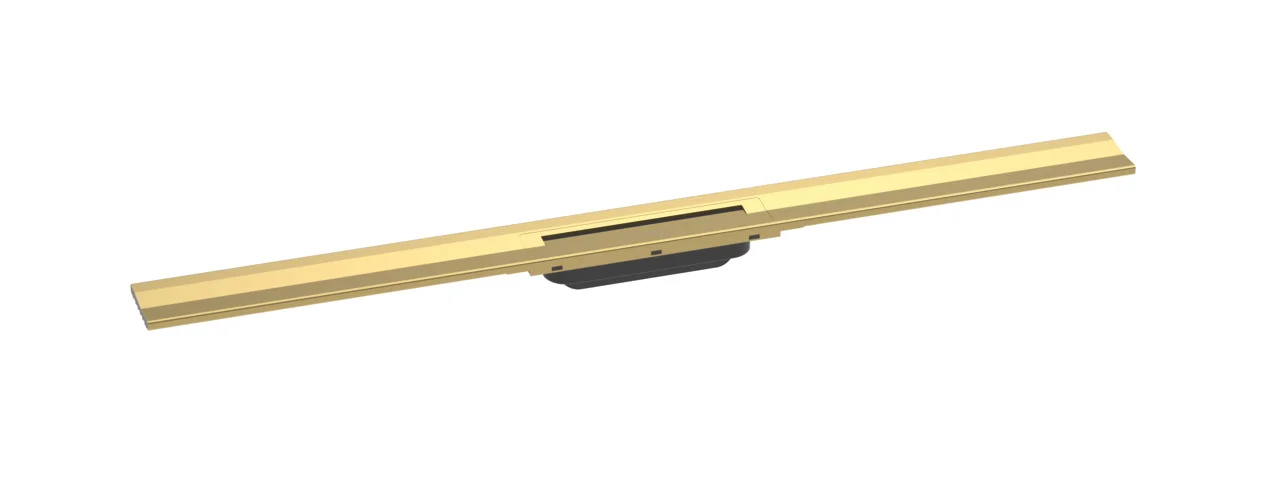Hansgrohe RainDrain Flex Duschrinne 1000 mm, Polished Gold Optic, wandangebunden, höhenverstellbar um 10 mm, bis zu 60 l/min Ablaufleistung