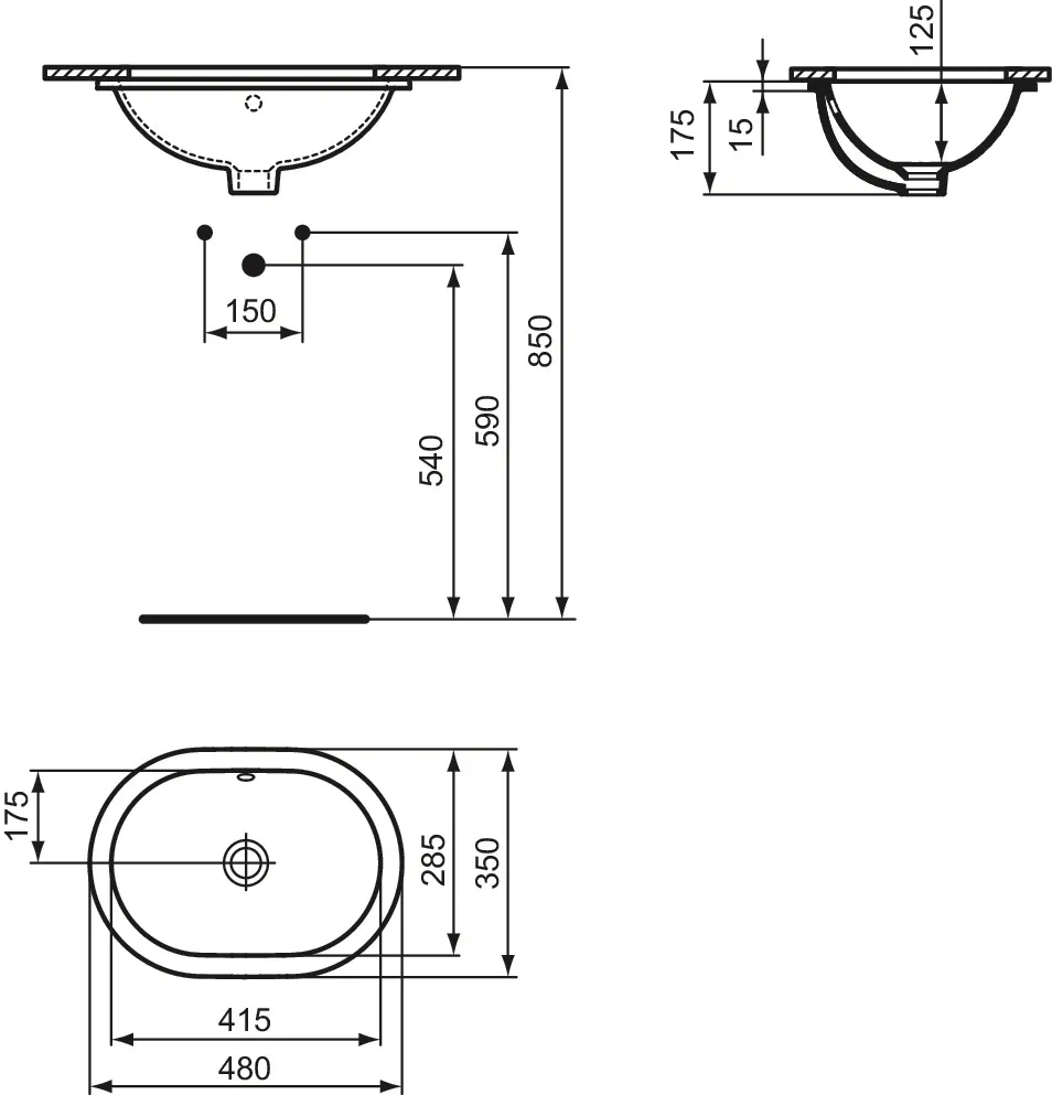 Waschbecken „Connect“ 48 × 35 × 17,5 cm Waschbecken „Connect“ 48 × 35 × 17,5 cm