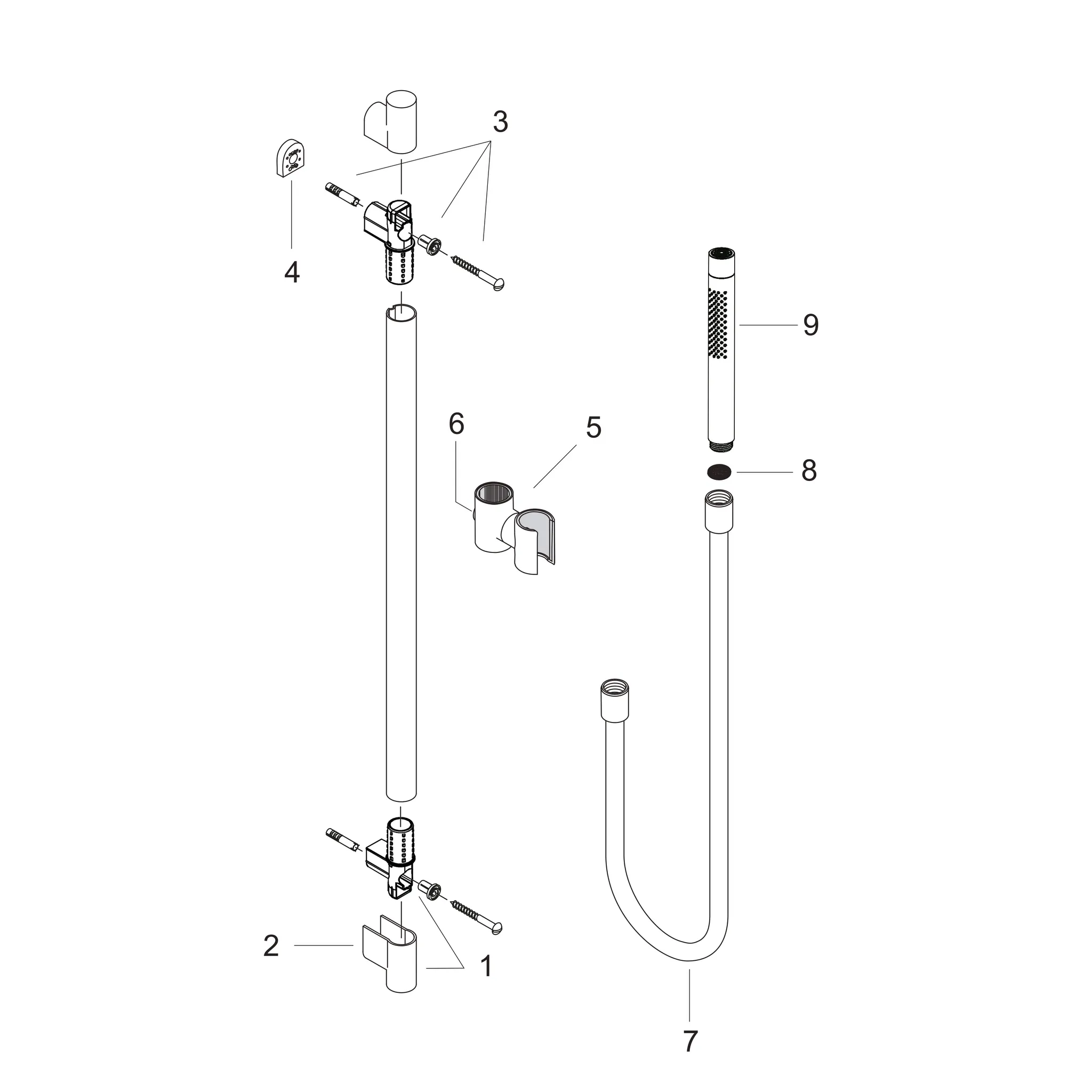 Brausenset Axor Starck 900mm chrom mit Schlauch 1600mm und Handbrause
