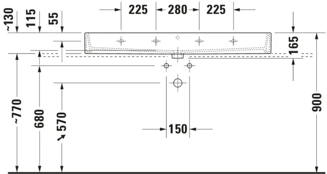 Wandwaschtisch geschliffen „Vero Air“, mit Überlauf Wandwaschtisch geschliffen „Vero Air“, mit Überlauf