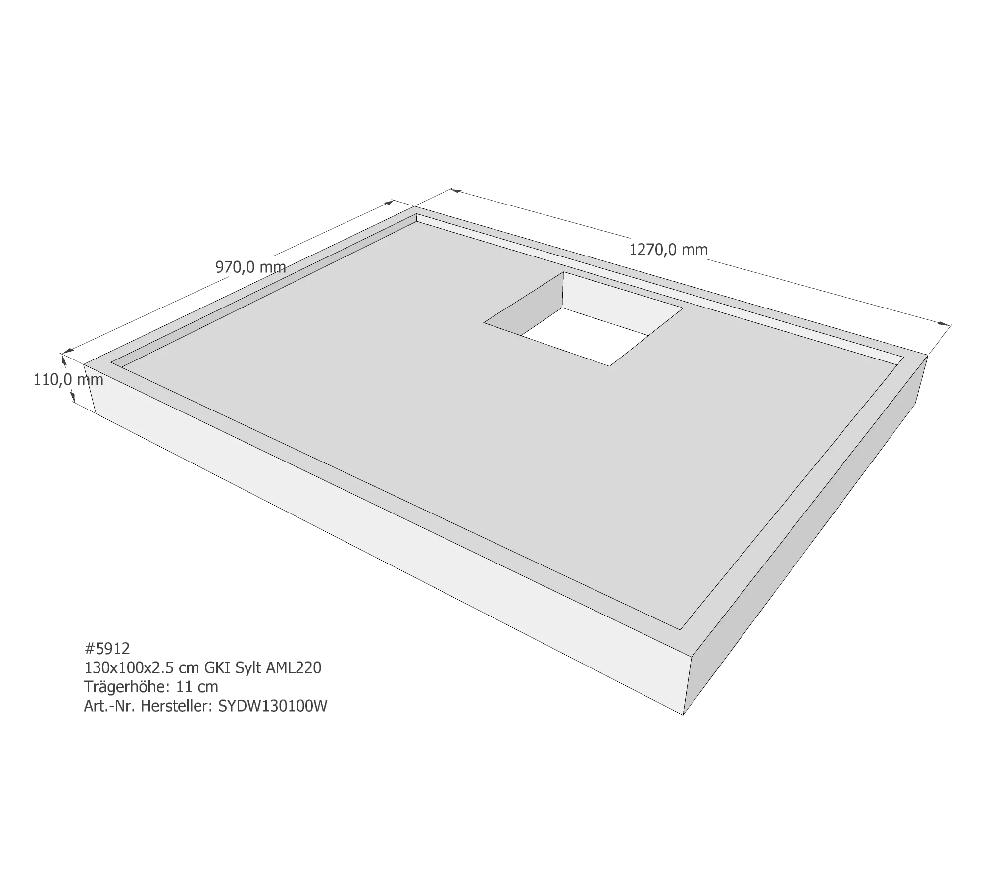 Duschwannenträger für GKI Sylt 130 × 100 × 2,5 cm Duschwannenträger für GKI Sylt 130 × 100 × 2,5 cm