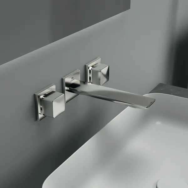 Ideal Standard Wand-Waschtischarmatur Conca A7445GN, eckige Rosetten, 180mm Ausladung, Silver Storm Ideal Standard Wand-Waschtischarmatur Conca A7445GN, eckige Rosetten, 180mm Ausladung, Silver Storm
