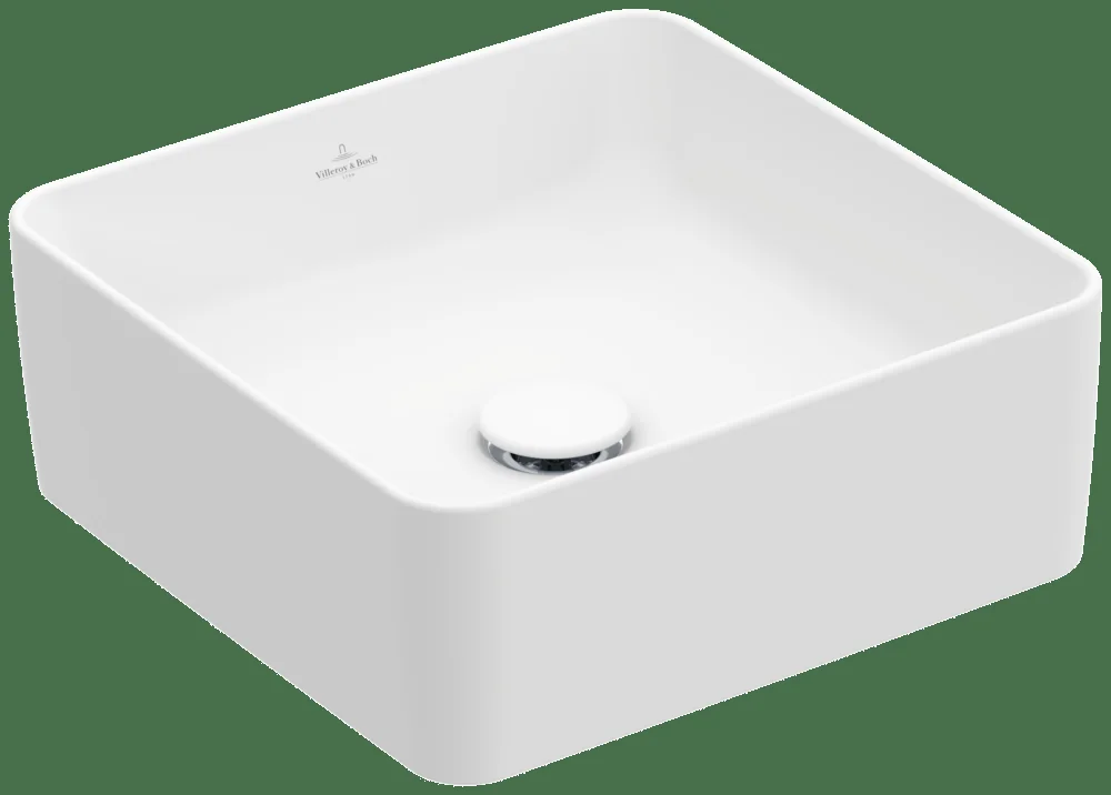 Villeroy & Boch Collaro Aufsatzwaschbecken 380x380mm Quadrat Stone White CeramicPlus Villeroy & Boch Collaro Aufsatzwaschbecken 380x380mm Quadrat Stone White CeramicPlus