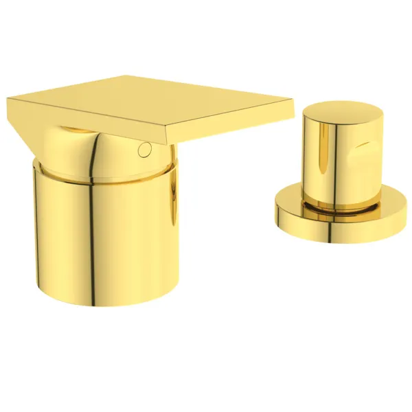 3-Loch-Badearmatur Extra mit Handbrause ohne Wanneneinlauf Brushed Gold