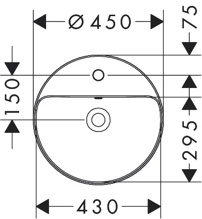 Hansgrohe Aufsatzwaschtisch Xuniva S, 450x450 mm, weiß, glänzend, mit Hahnloch und Überlauf, CL25
