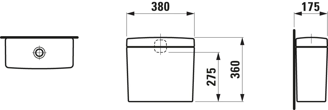 Spülkasten PRO 175x380x360 Wasseranschluss hinten weiß Spülkasten PRO 175x380x360 Wasseranschluss hinten weiß