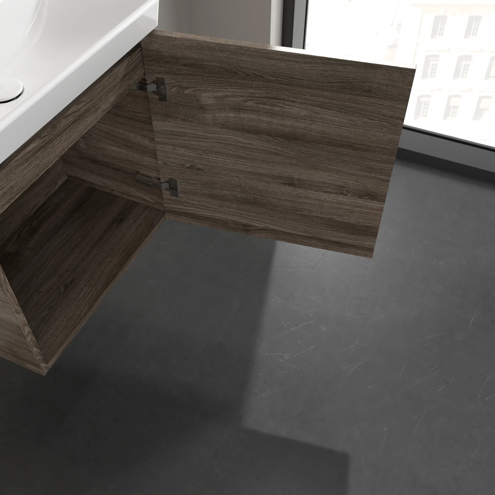 Villeroy & Boch Waschtischunterschrank mit Tür „Avento“ für Schrankwaschtisch 530 × 514 × 352 mm Stone Oak, Anschlag rechts, Soft Closing, 1 Tür