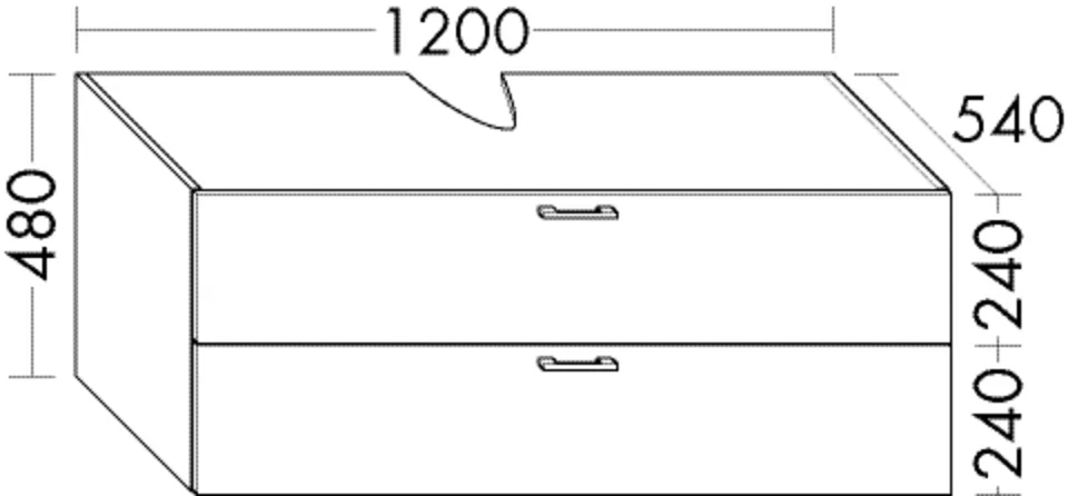Waschtischunterschrank Sys30 von burgbad - 1.200 mm breit, 480 mm hoch, 540 mm tief, inkl. Metallkonsolen und Raumsparsiphon