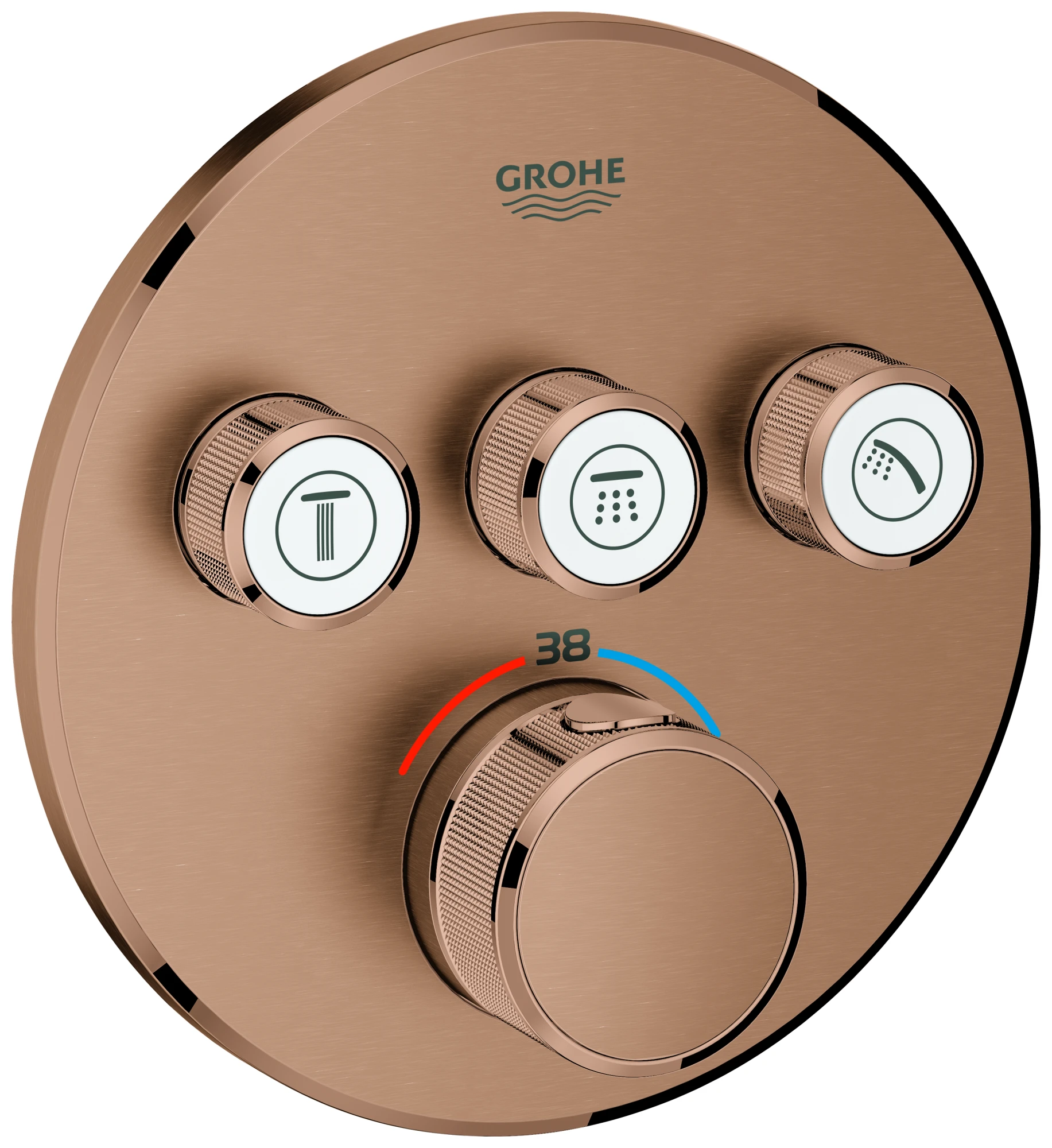 Thermostat Grohtherm SmartControl 29121, mit 3 Absperrventilen, Fertigmontageset für Rapido SmartBox, Wandrosette rund, chrom