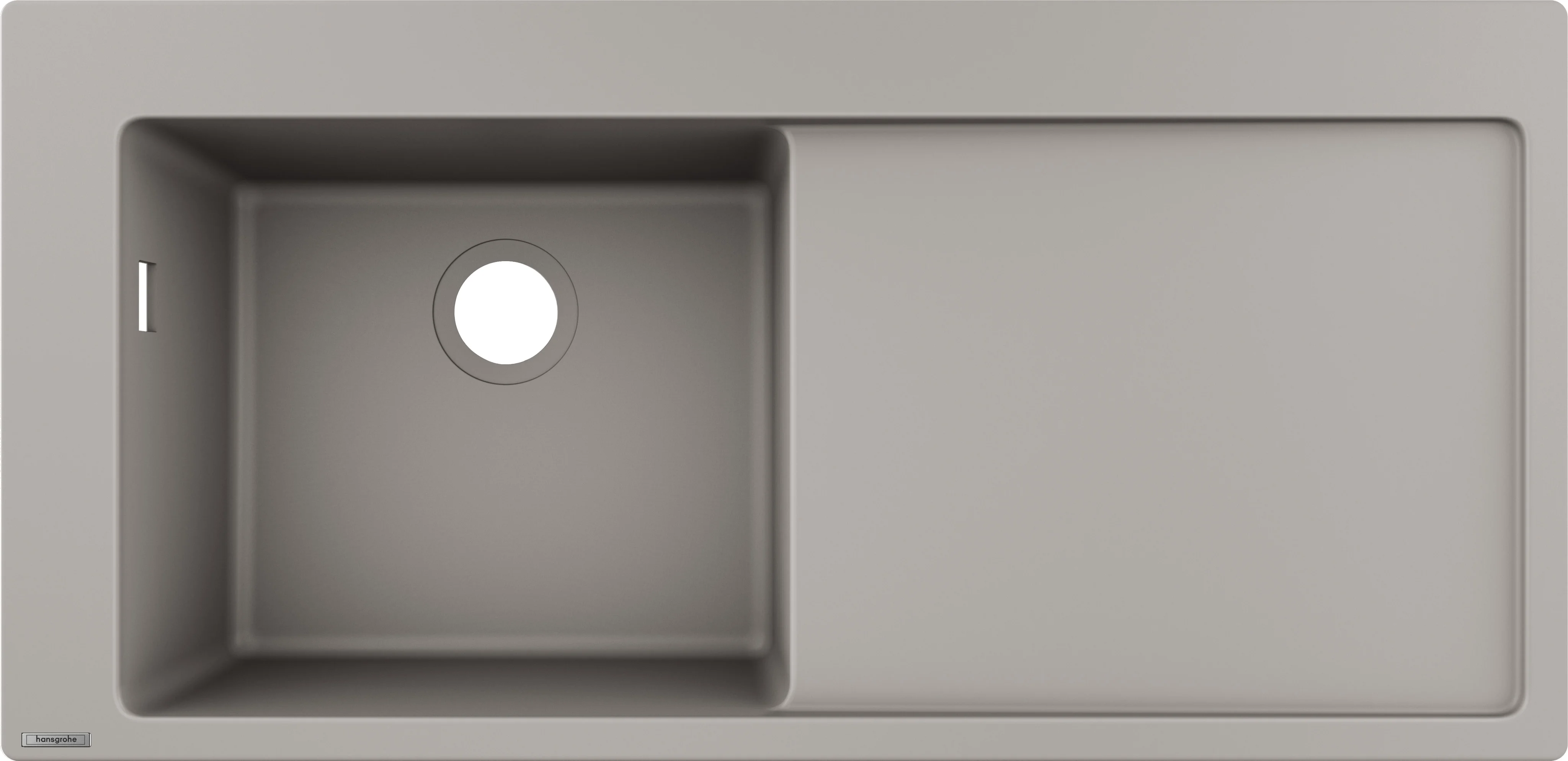 Hansgrohe Einbauspüle S51 Serie, SilicaTec, Betongrau, 1030 x 490 mm, 1 Hauptbecken mit Abtropffläche rechts, Beckentiefe 190 mm