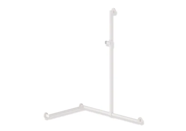 HEWI Duschhandlauf System 900, links, weiß tiefmatt, 1250x947x647 mm, 32 mm Durchmesser, verschiebbare Brausehalterstange HEWI Duschhandlauf System 900, links, weiß tiefmatt, 1250x947x647 mm, 32 mm Durchmesser, verschiebbare Brausehalterstange