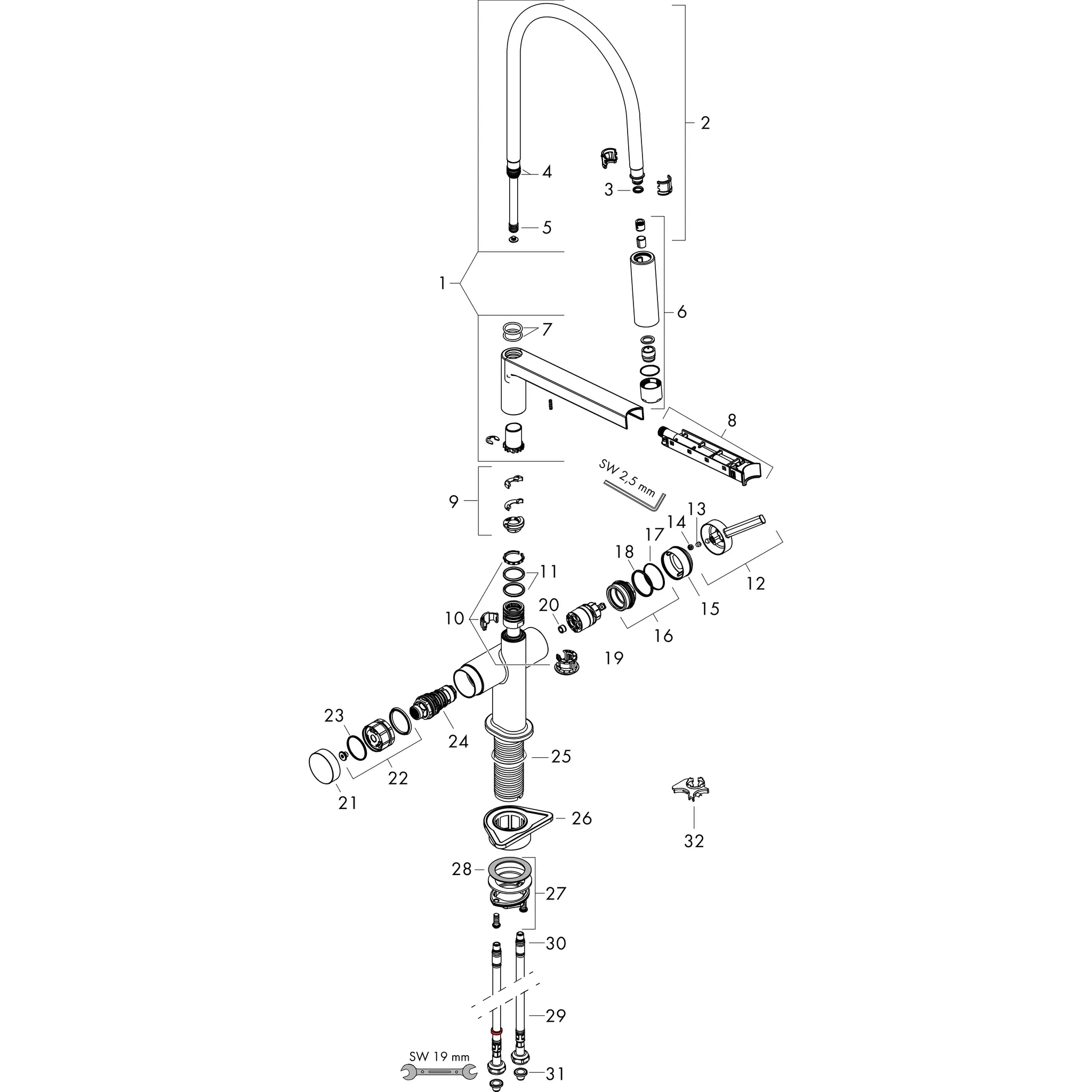 Hansgrohe Küchenarmatur „Talis Select M54“ Ausladung 0 mm