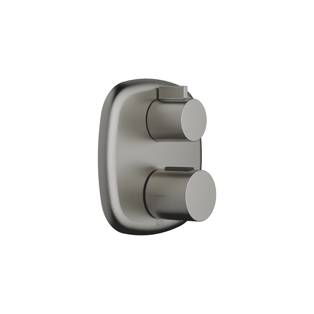 Dornbracht COYA UP-Thermostat mit Einweg-Mengenregulierung - Dark Platinum gebürstet, Abdeckplatte 150 x 150 mm, Sicherheitssperre bei 38°C, voreinstellbare Heißwasserbegrenzung