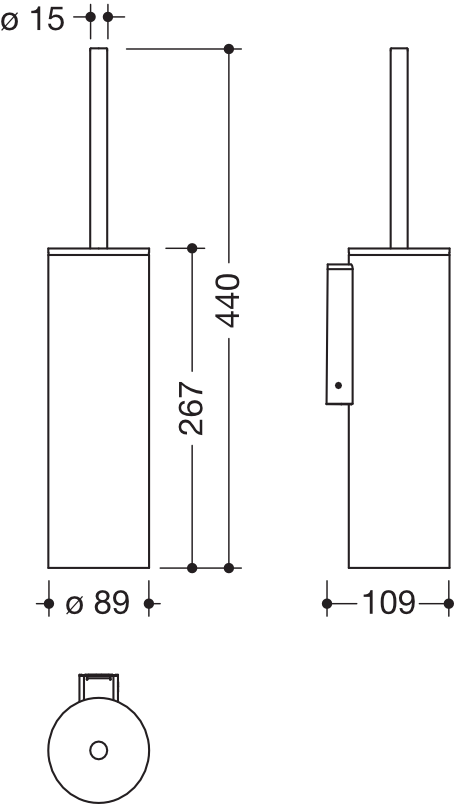 HEWI Toilettenbürstengarnitur „System 900“ 8,9 × 44 cm