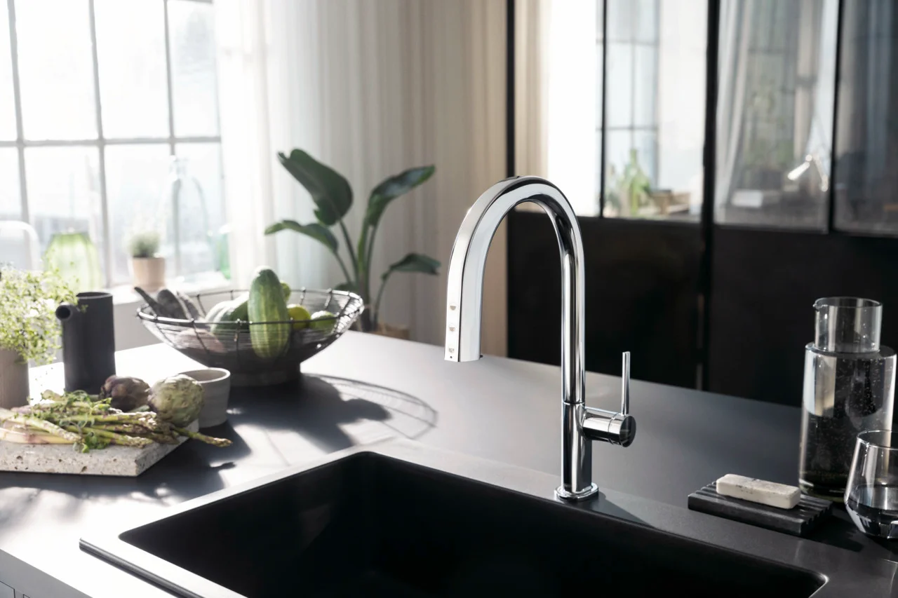 Hansgrohe Aqittura M91 SodaSystem 210 Auszieharm mit sBox, Chrom, Hahnlochbohrung 35 mm, max. Auszugslänge 76 cm