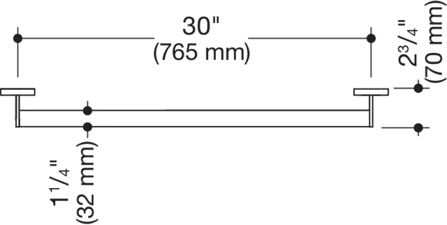 HaltegriffEdelstahl, pulverbeschichtet, Achsmaß 765 mm, Tiefe 70 mm, Stangendurchmesser 32 mm, in Farbe DC (Schwarz tiefmatt) HaltegriffEdelstahl, pulverbeschichtet, Achsmaß 765 mm, Tiefe 70 mm, Stangendurchmesser 32 mm, in Farbe DC (Schwarz tiefmatt)