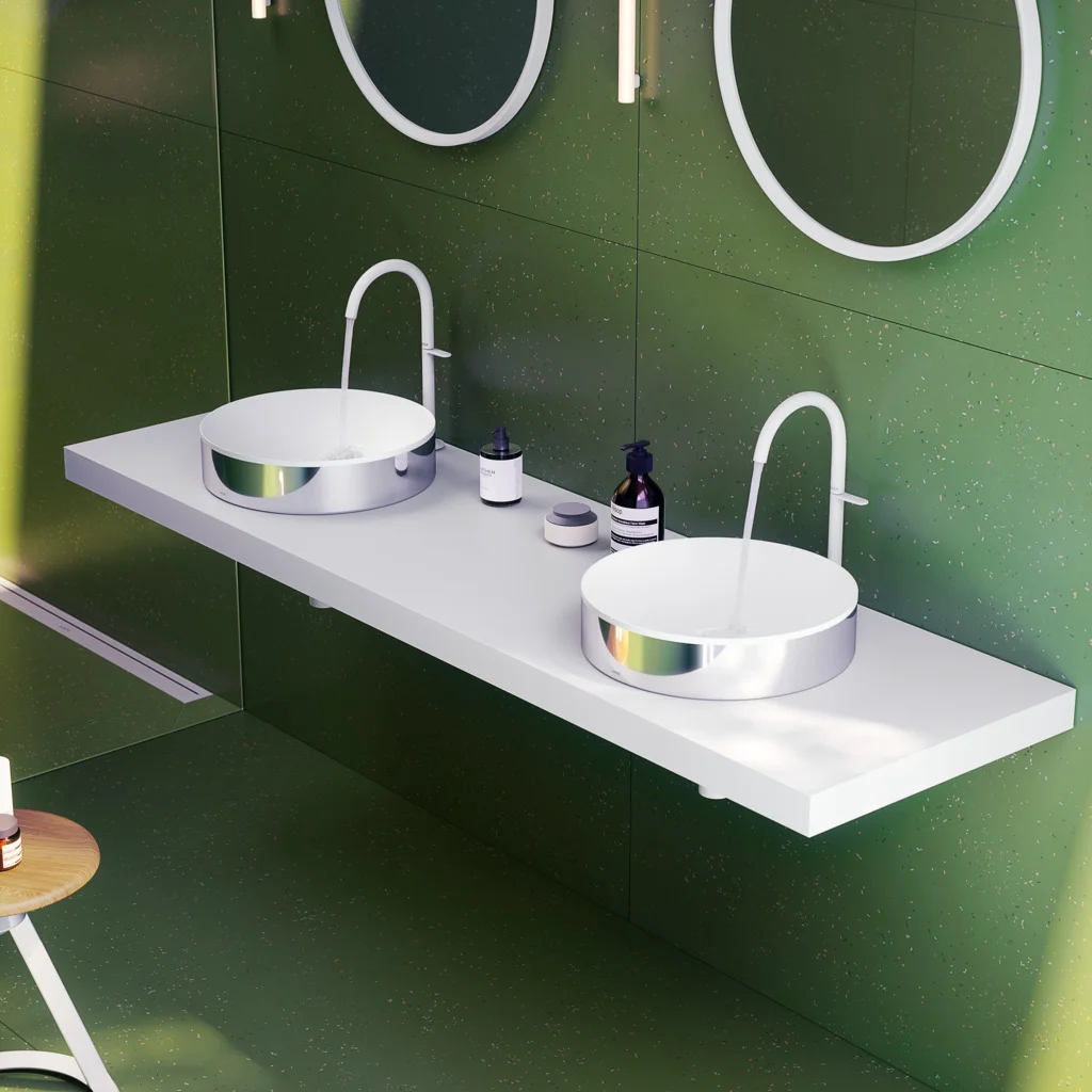 Hansgrohe AXOR Suite Aufsatzwaschtisch 400 mm, SolidSurface, Chrom, ohne Hahnloch und Überlauf, CE-konform