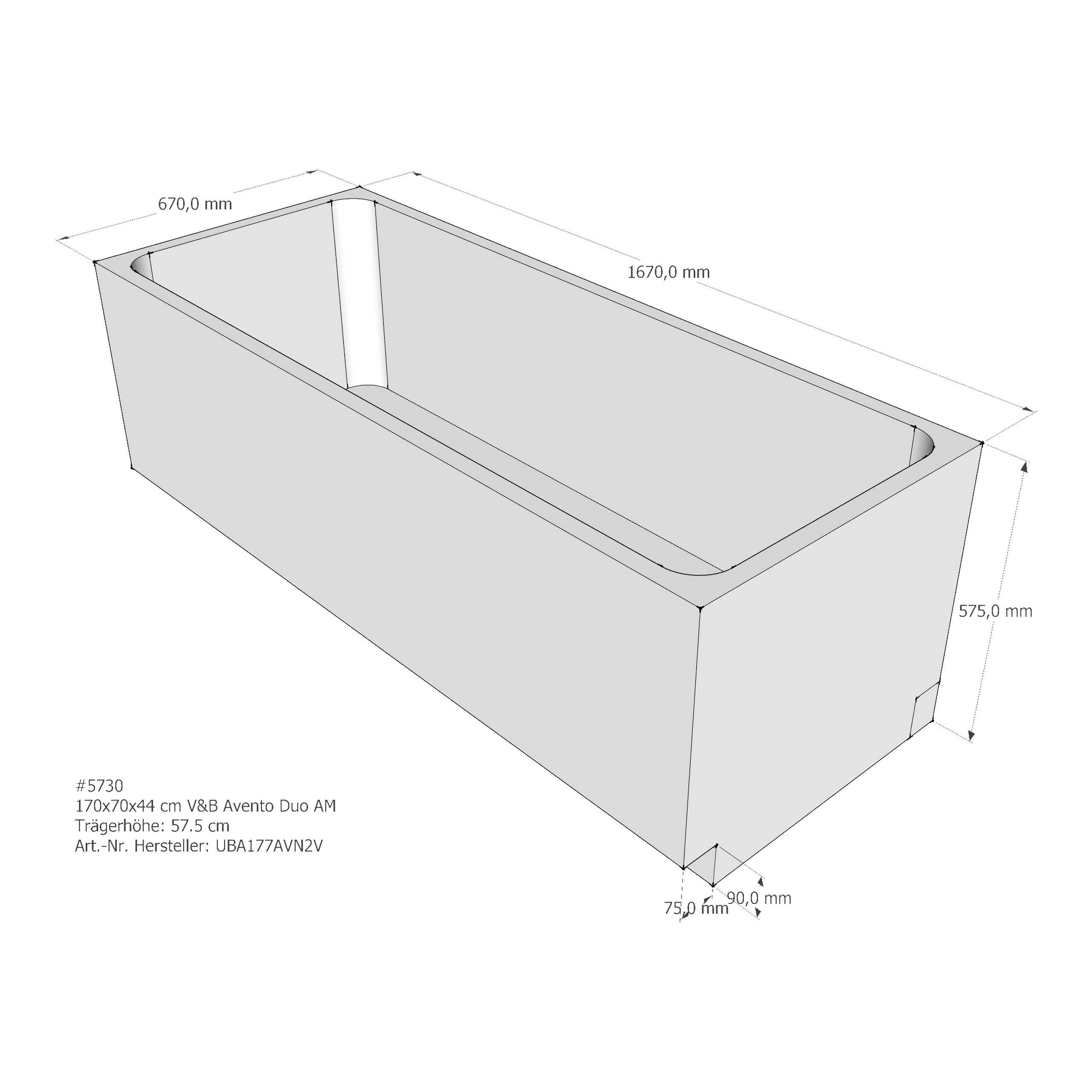 Badewannenträger für Villeroy & Boch Avento 170 × 70 × 44 cm