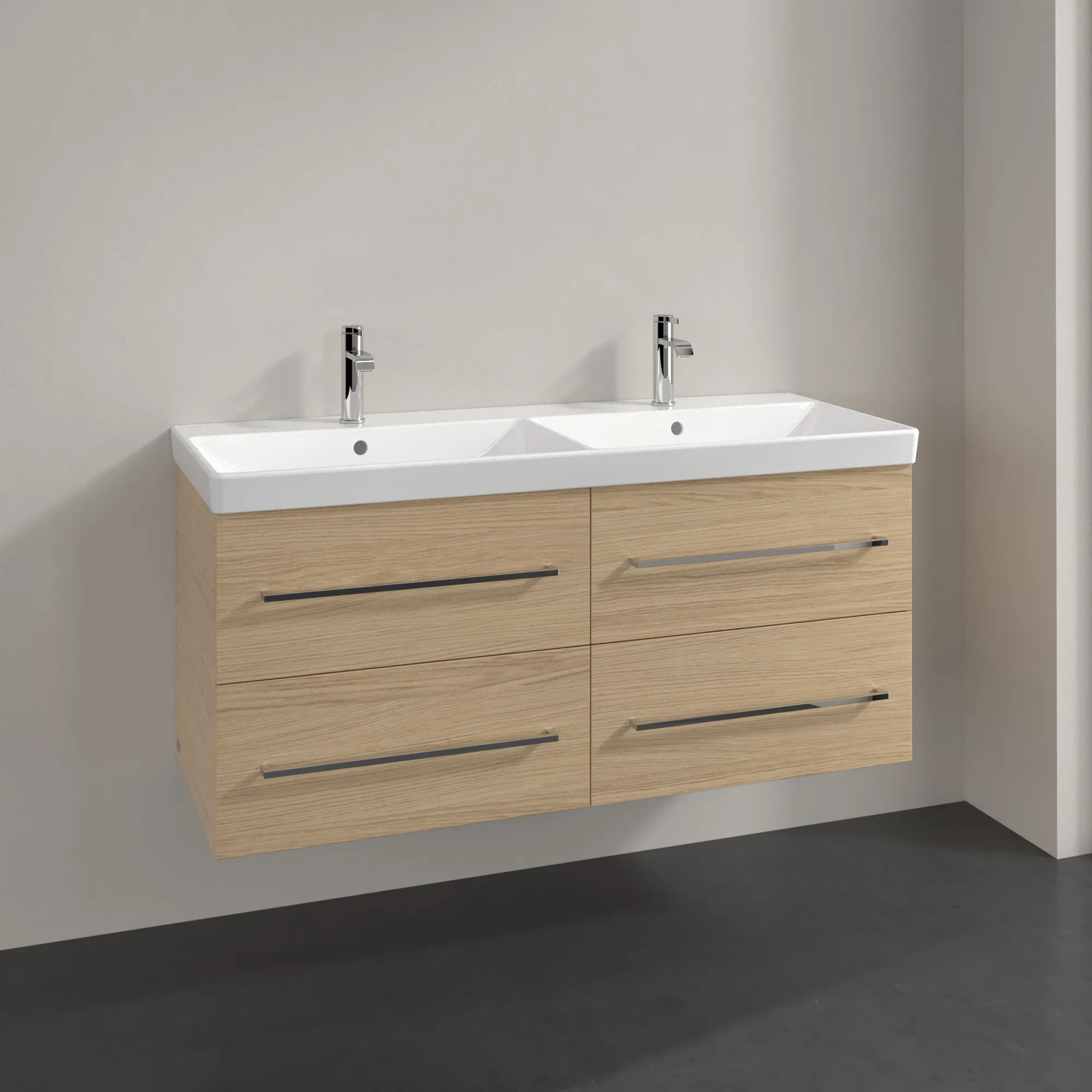 Villeroy & Boch Waschtischunterschrank „Avento“ für Schrank-Doppelwaschtisch 1180 × 514 × 452 mm Nordic Oak, Soft Closing