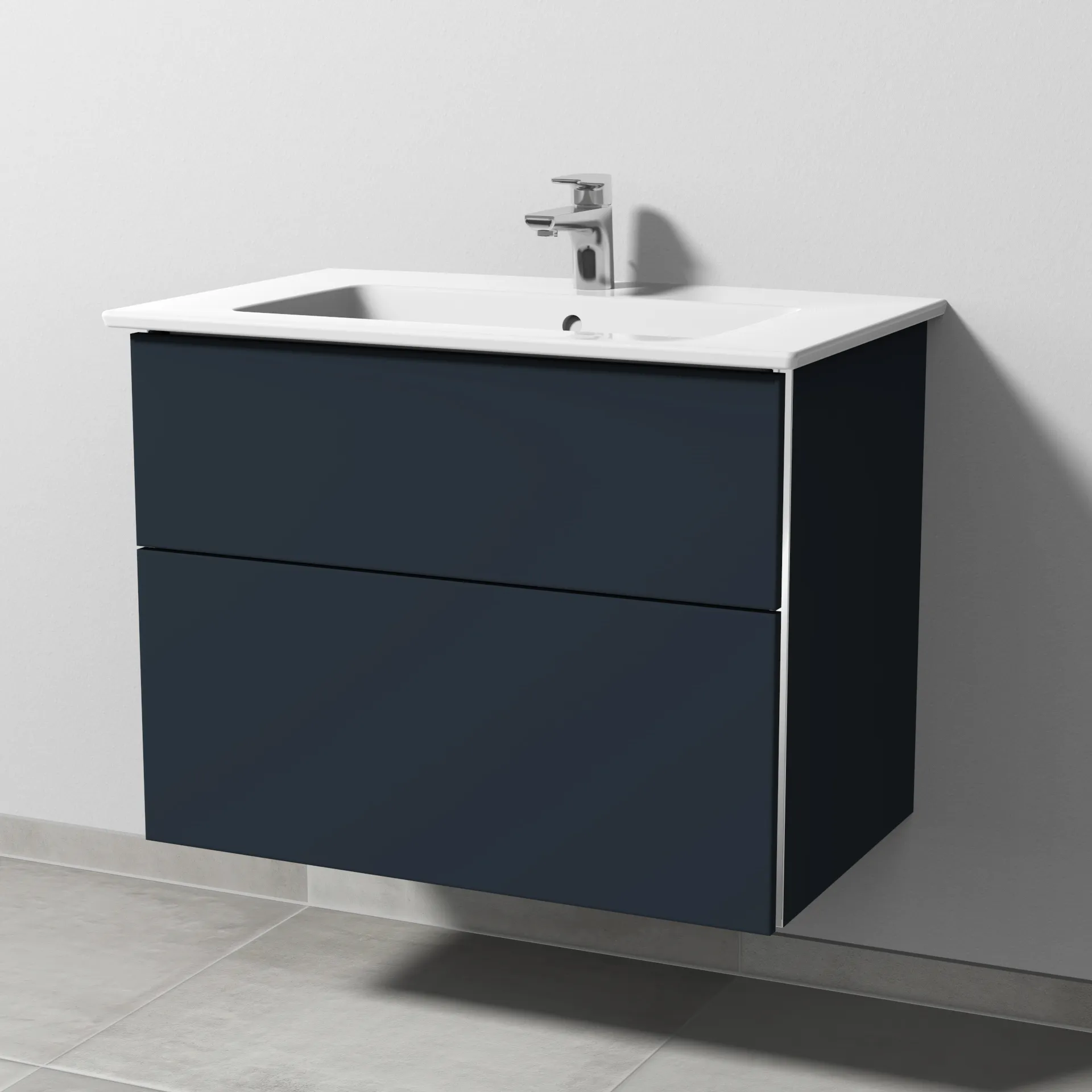 Sanipa Waschtischunterschrank „3way“ 755 × 591 × 477 mm in Marine (matt), Becken mittig