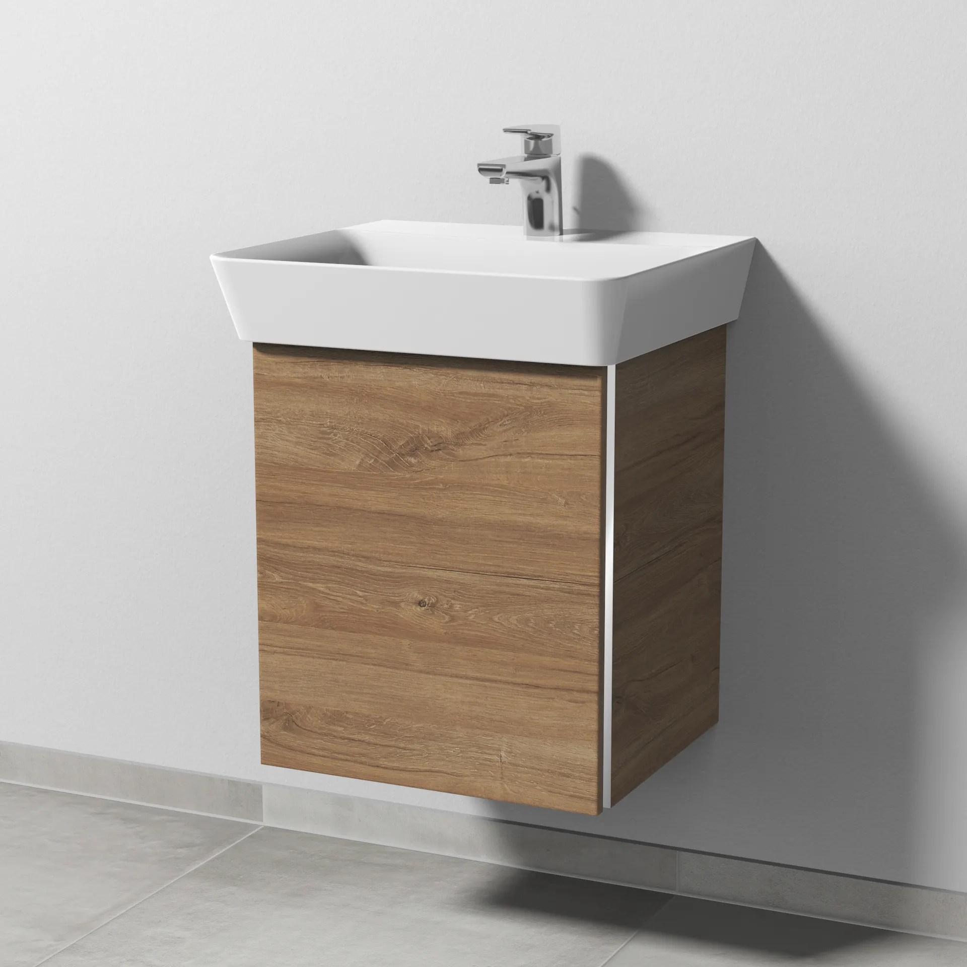 Sanipa Waschtischunterschrank „3way“ 430 × 513 × 392 mm in Eiche Kansas, Anschlag links Sanipa Waschtischunterschrank „3way“ 430 × 513 × 392 mm in Eiche Kansas, Anschlag links