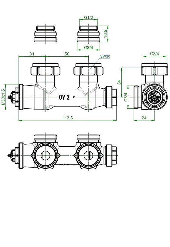 Oventrop Anschlussgarnitur Eckform „Multiblock T“ Oventrop Anschlussgarnitur Eckform „Multiblock T“
