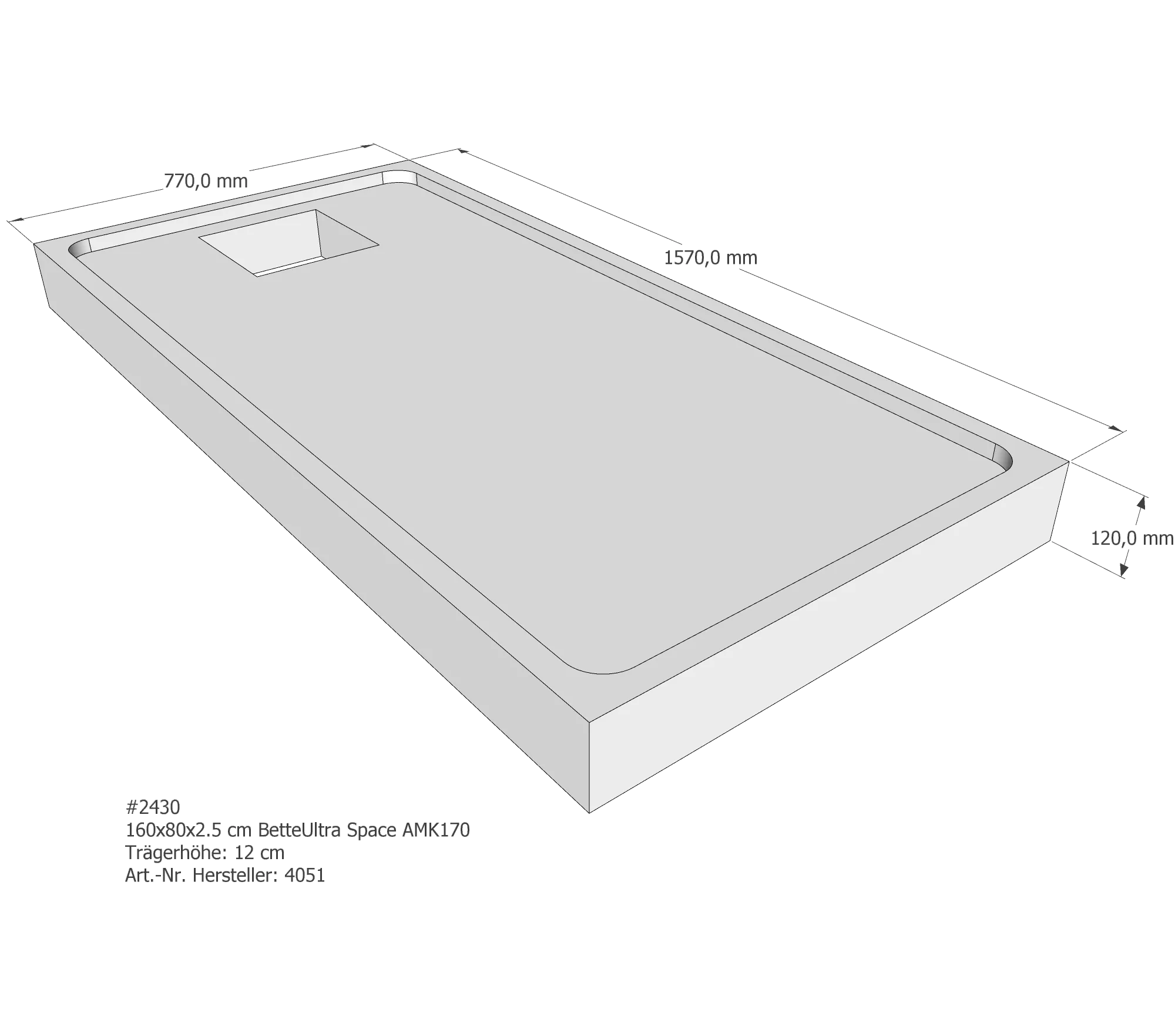 Duschwannenträger passend für Bette 160 × 80 × 2,5 cm