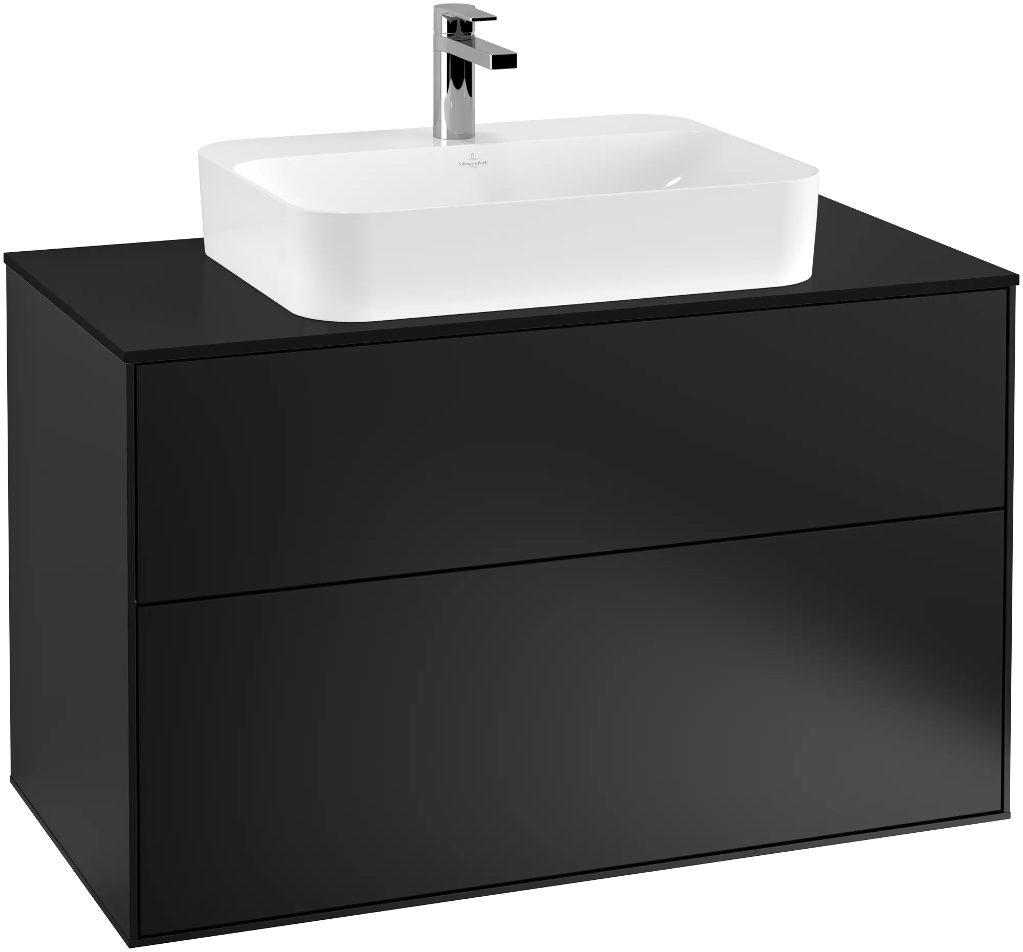 Villeroy & Boch Waschbeckenunterschrank Finion F35, 1000x603x501 mm, Black Matt Lacquer, mit SoftClosing und Push-to-open Funktion