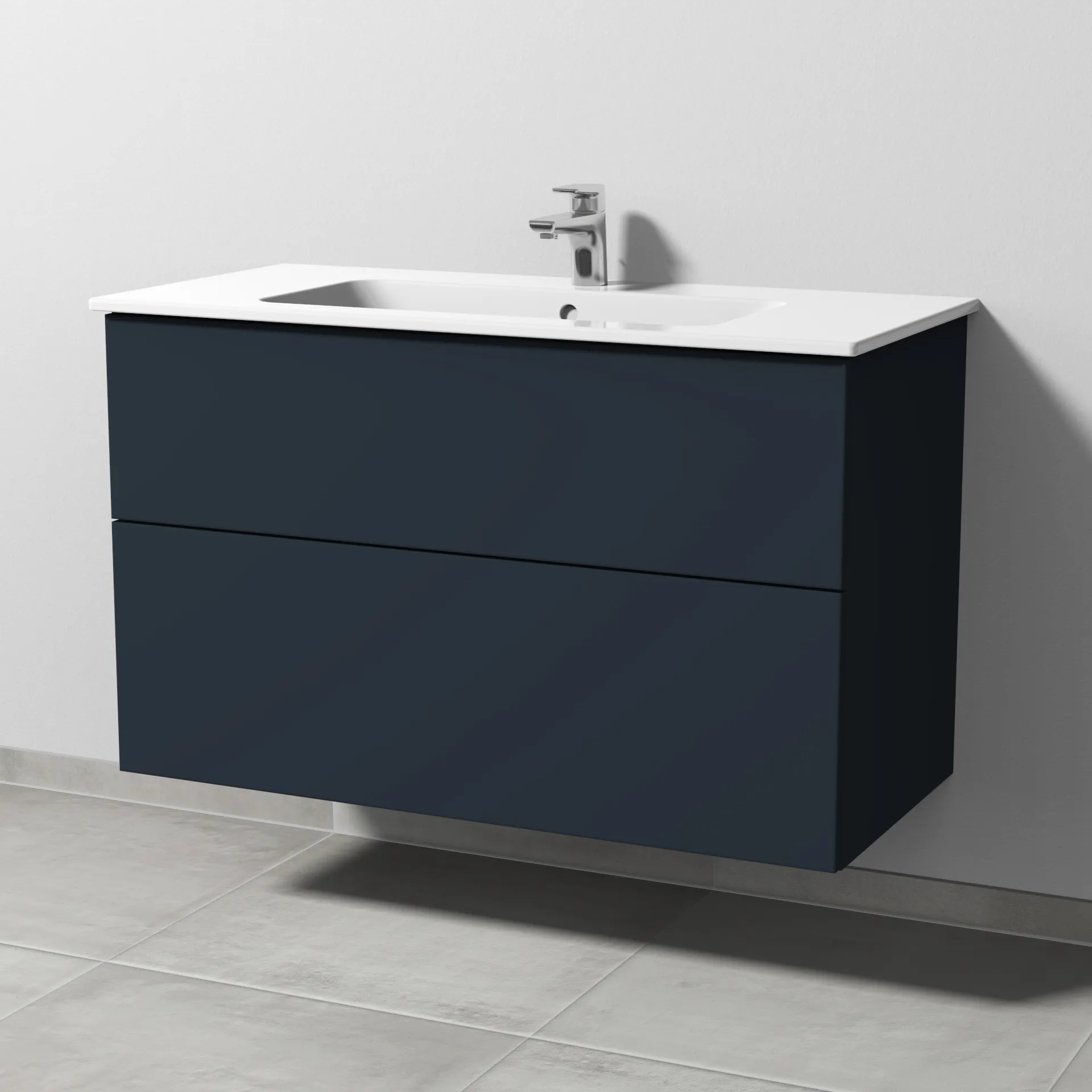Sanipa Waschtischunterschrank „3way“ passend zu Keramik-Waschtische ME by Starck von Duravit 1000 × 613 × 467 mm in Marine (matt)