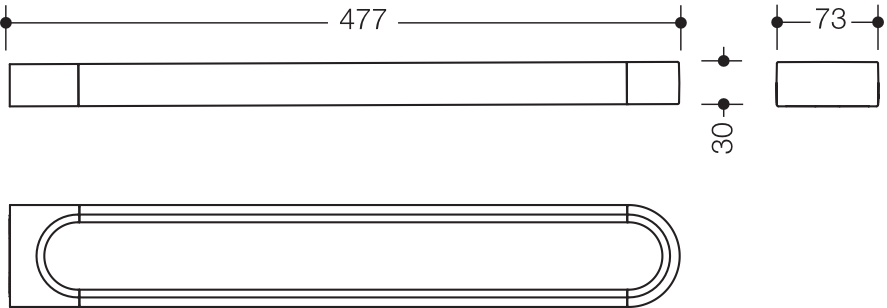 Handtuchhalter, Plvb. B:73mm,H:30mm,T:477mm weiß tiefmatt